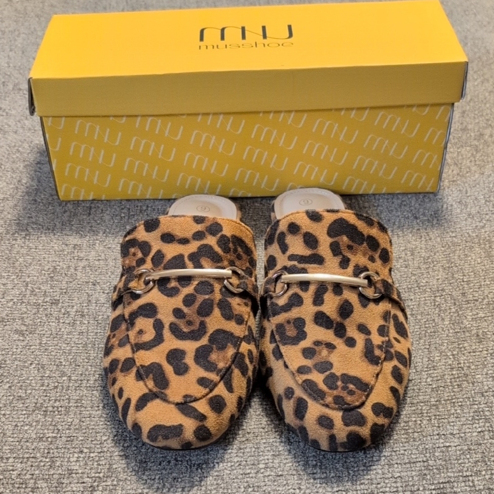 Womens Leopard Print Mules